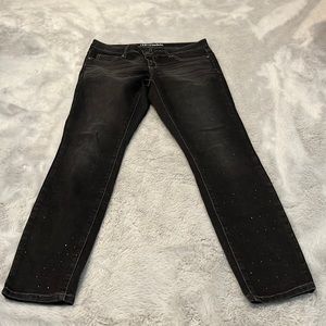Black jeggings with rhinestones